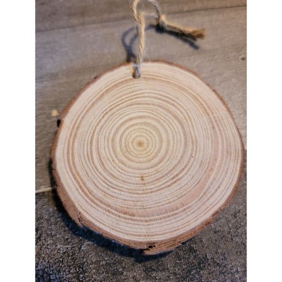 Wooden wood slab rings ornament xmas - Picture 2 of 4